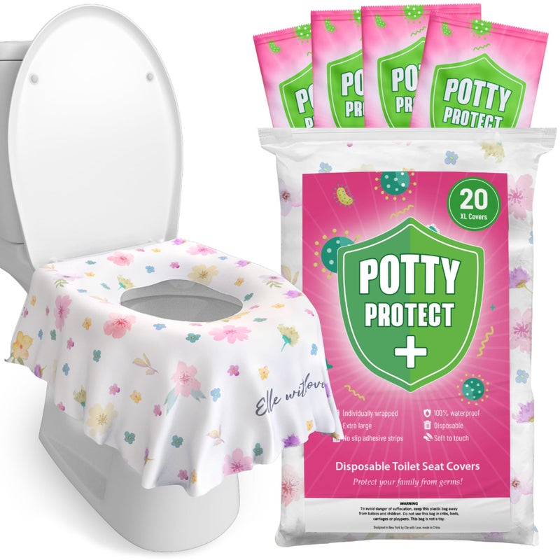 Eli with Love 20 Pack Extra Large Disposable Toilet Seat Cover (Floral) - Toddler Toilet Covers For Full Coverage On Toilet or Potty - Ideal Travel Toilet Seat Covers For Kids and Adults - Image 1